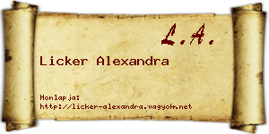 Licker Alexandra névjegykártya